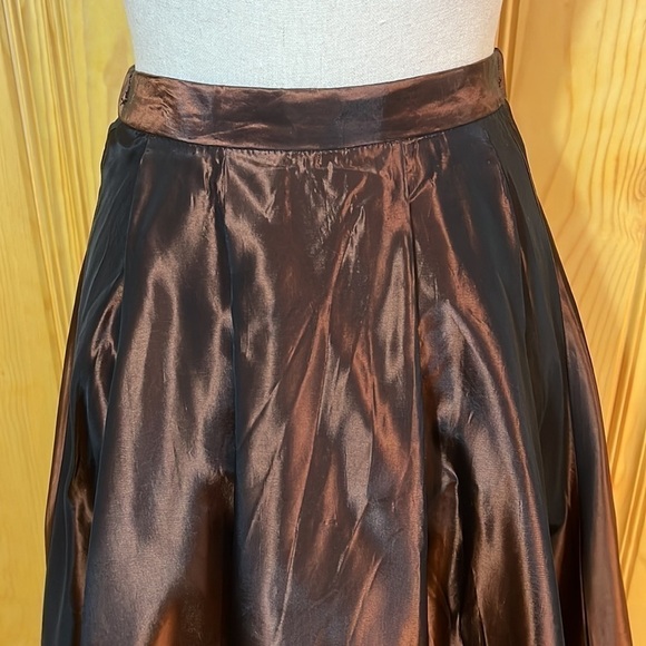 Jessica McClintock Brown Iridescent Taffeta Midi Shirt Sz-7 - Picture 2 of 7
